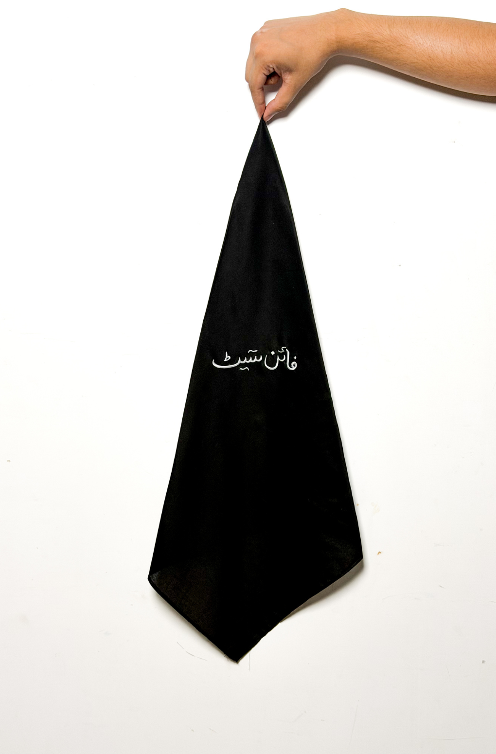 Black cotton embroidered bandana