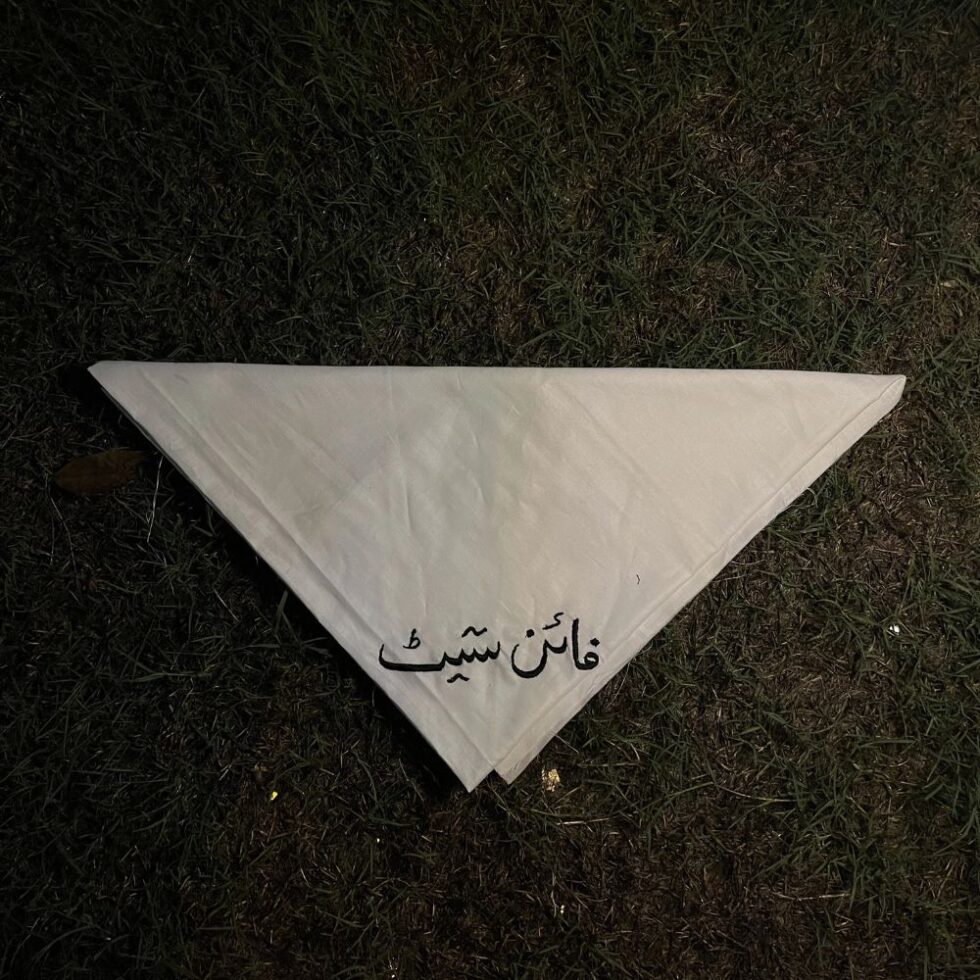 White GULKAAR Loud bandana in Pakistan, Maikhana premium streetwear cotton bandana